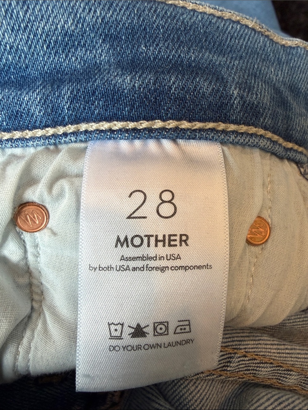 MOTHER Mid Rise Zip Rambler Ankle Jeans Out Of The Blue Stretch Denim Sz 28 - Picture 7 of 8